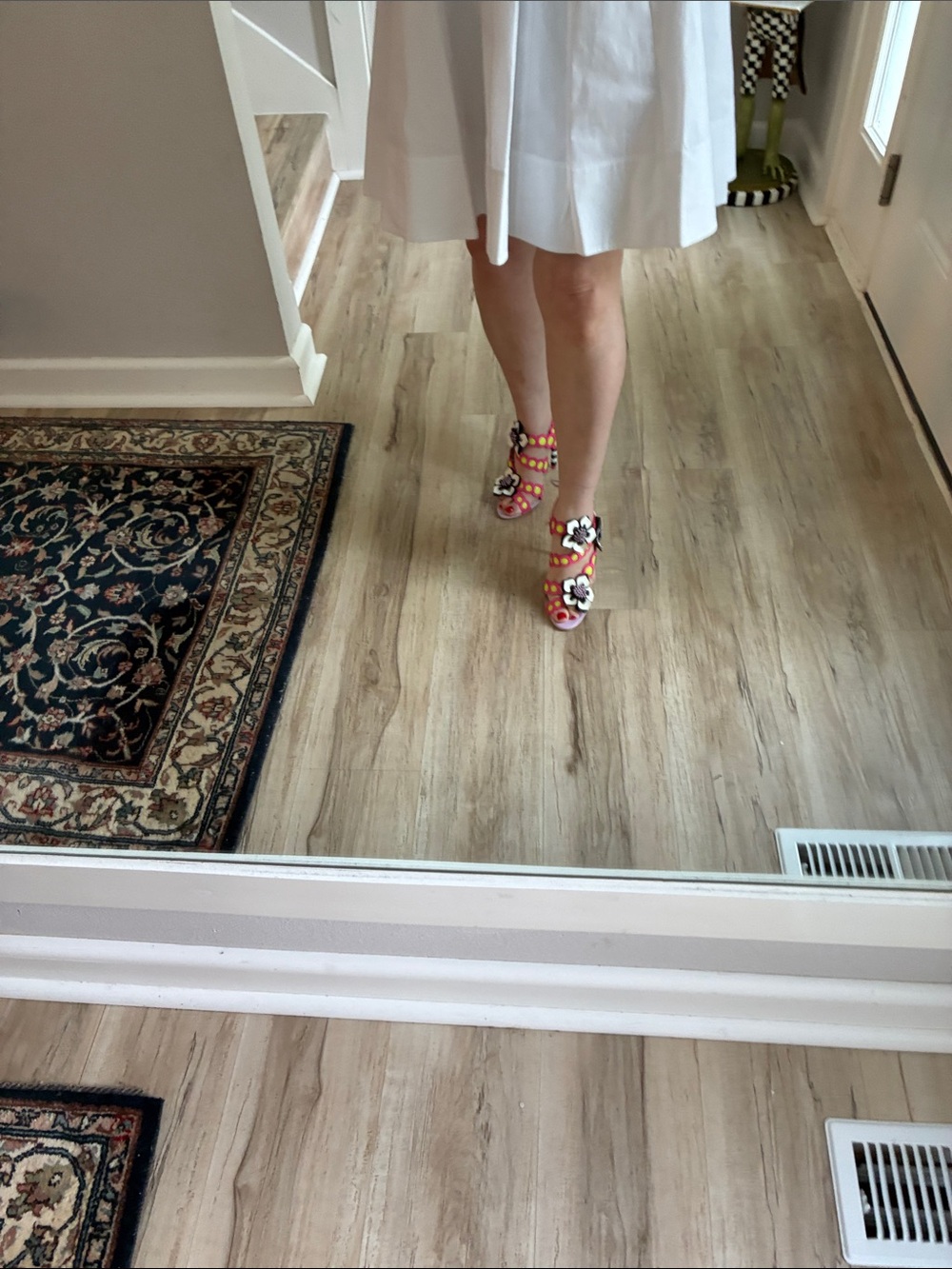 Sophia Webster Pink and Orange Floral Beaded Strappy Heels